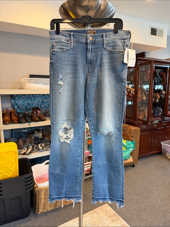 MOTHER Denim - MOTHER Light Blue Distressed Ankle Crop Jeans NWT rascal ankle plisez 30